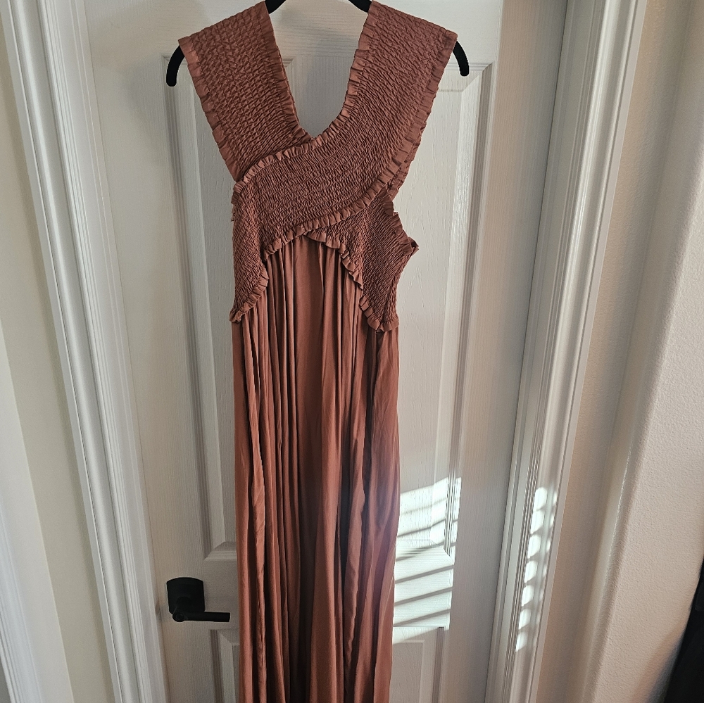 Vici Collection Rust Smocked Maxi Dress